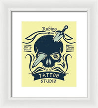 Rubino Motorcycle And Tattoo Skull - Framed Print Framed Print Pixels 10.000" x 12.000" White White
