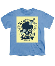 Rubino Motorcycle And Tattoo Skull - Youth T-Shirt Youth T-Shirt Pixels Carolina Blue Small 