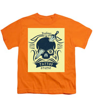 Rubino Motorcycle And Tattoo Skull - Youth T-Shirt Youth T-Shirt Pixels Orange Small 
