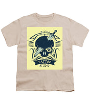 Rubino Motorcycle And Tattoo Skull - Youth T-Shirt Youth T-Shirt Pixels Cream Small 