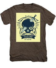 Rubino Motorcycle And Tattoo Skull - Men's Premium T-Shirt Men's Premium T-Shirt Pixels Mocha Heather Small 