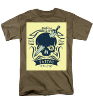 Rubino Motorcycle And Tattoo Skull - Men's T-Shirt  (Regular Fit) Men's T-Shirt (Regular Fit) Pixels Safari Green Small 