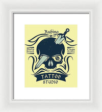 Rubino Motorcycle And Tattoo Skull - Framed Print Framed Print Pixels 8.375" x 10.000" White White
