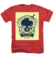 Rubino Motorcycle And Tattoo Skull - Heathers T-Shirt Heathers T-Shirt Pixels Red Small 