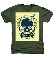 Rubino Motorcycle And Tattoo Skull - Heathers T-Shirt Heathers T-Shirt Pixels Military Green Small 