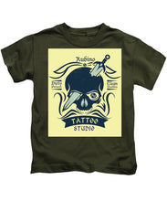 Rubino Motorcycle And Tattoo Skull - Kids T-Shirt Kids T-Shirt Pixels Military Green Small 