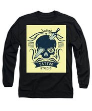Rubino Motorcycle And Tattoo Skull - Long Sleeve T-Shirt Long Sleeve T-Shirt Pixels Black Small 