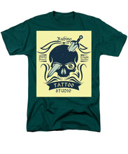 Rubino Motorcycle And Tattoo Skull - Men's T-Shirt  (Regular Fit) Men's T-Shirt (Regular Fit) Pixels Hunter Green Small 