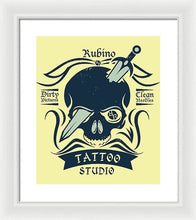 Rubino Motorcycle And Tattoo Skull - Framed Print Framed Print Pixels 13.375" x 16.000" White White