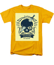 Rubino Motorcycle And Tattoo Skull - Men's T-Shirt  (Regular Fit) Men's T-Shirt (Regular Fit) Pixels Gold Small 
