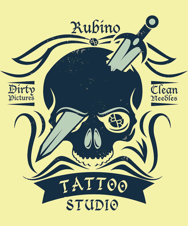 Rubino Motorcycle And Tattoo Skull - Art Print Art Print Pixels 6.625