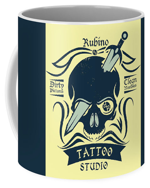 Rubino Motorcycle And Tattoo Skull - Mug Mug Pixels Small (11 oz.)  