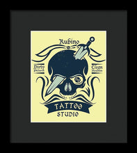 Rubino Motorcycle And Tattoo Skull - Framed Print Framed Print Pixels 6.625" x 8.000" Black Black