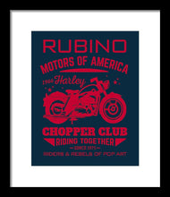 Rubino Motorcycle Club - Framed Print Framed Print Pixels 9.625" x 12.000" Black White