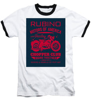 Rubino Motorcycle Club - Baseball T-Shirt Baseball T-Shirt Pixels White / Black Small 
