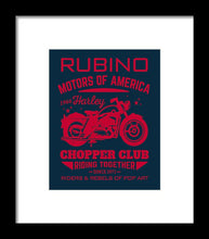 Rubino Motorcycle Club - Framed Print Framed Print Pixels 6.375" x 8.000" Black White