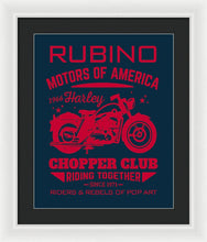 Rubino Motorcycle Club - Framed Print Framed Print Pixels 16.000" x 20.000" White Black