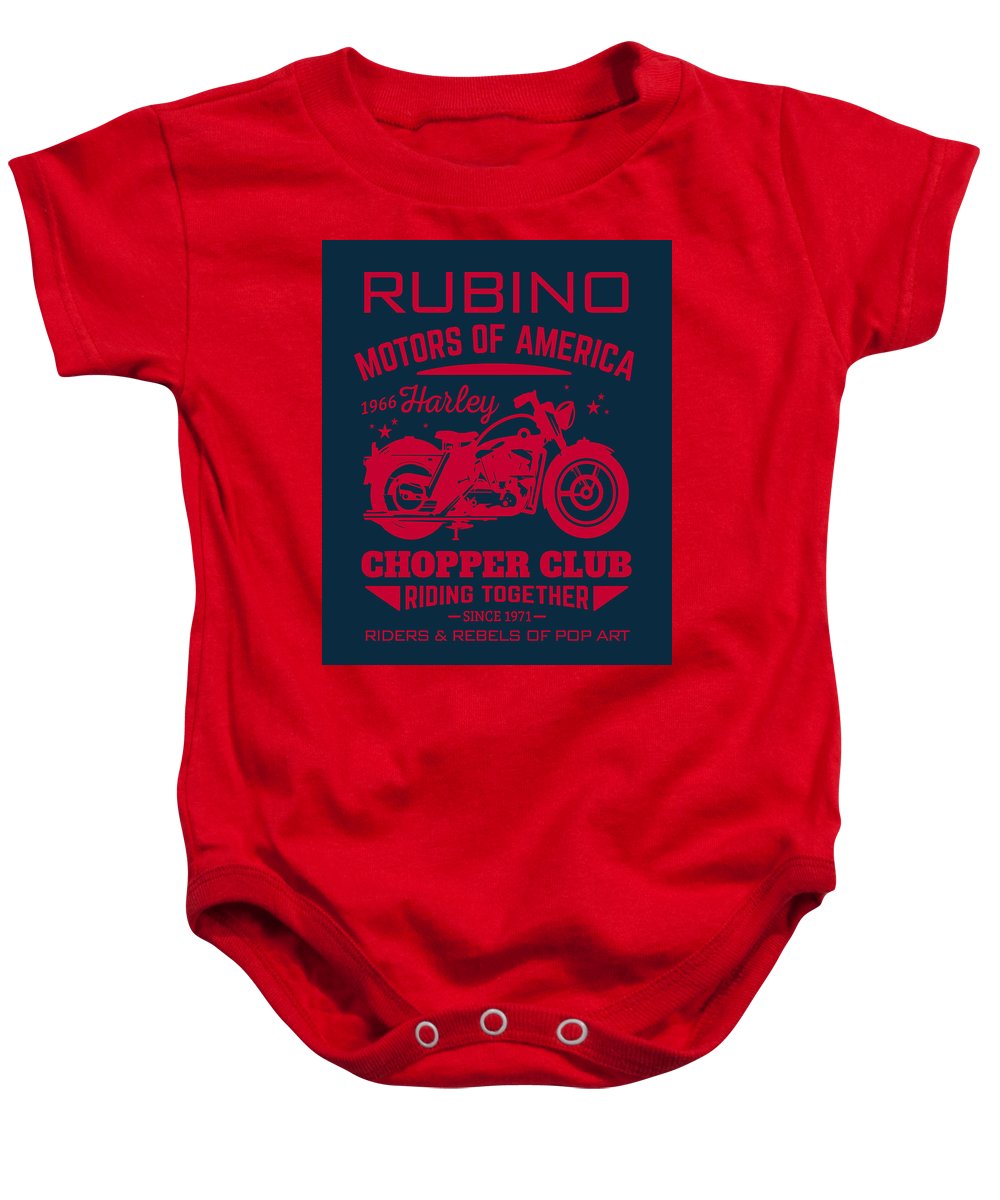 Rubino Motorcycle Club - Baby Onesie Baby Onesie Pixels Red Small 