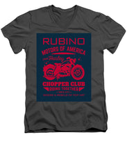 Rubino Motorcycle Club - Men's V-Neck T-Shirt Men's V-Neck T-Shirt Pixels Charcoal Small 