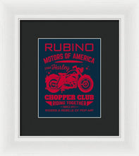 Rubino Motorcycle Club - Framed Print Framed Print Pixels 6.375" x 8.000" White Black