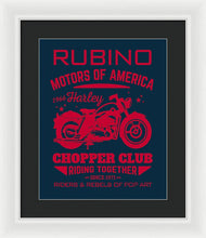 Rubino Motorcycle Club - Framed Print Framed Print Pixels 12.750" x 16.000" White Black