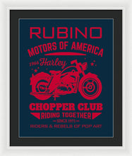 Rubino Motorcycle Club - Framed Print Framed Print Pixels 19.250" x 24.000" White Black