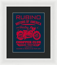 Rubino Motorcycle Club - Framed Print Framed Print Pixels 9.625" x 12.000" White Black
