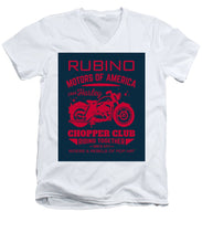 Rubino Motorcycle Club - Men's V-Neck T-Shirt Men's V-Neck T-Shirt Pixels White Small 