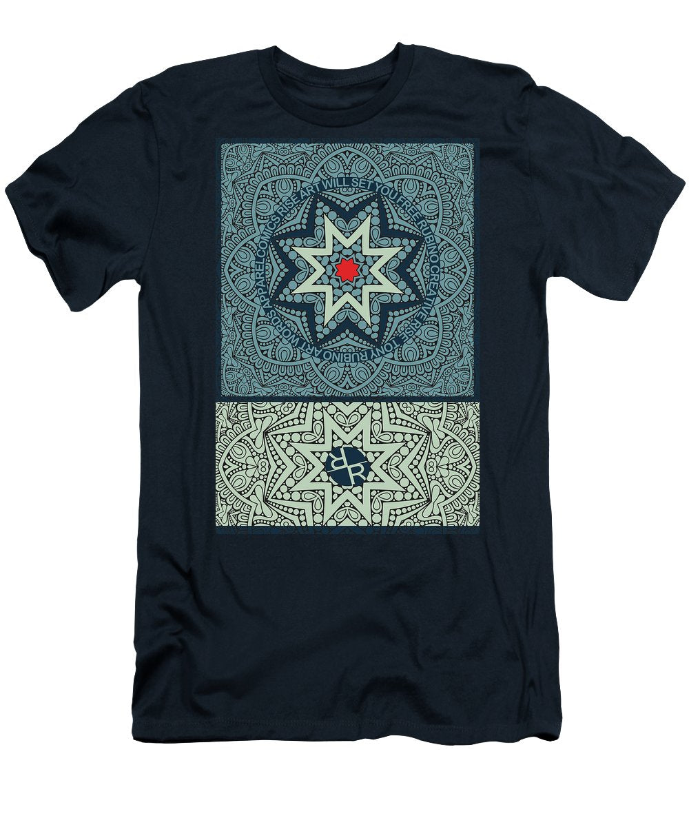 Rubino Outline Mandala - Men's T-Shirt (Athletic Fit) Men's T-Shirt (Athletic Fit) Pixels Navy Small 