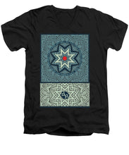 Rubino Outline Mandala - Men's V-Neck T-Shirt Men's V-Neck T-Shirt Pixels Black Small 