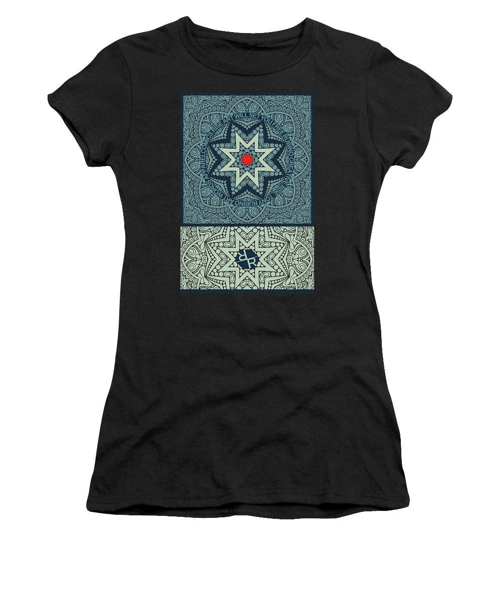Rubino Outline Mandala - Women's T-Shirt (Athletic Fit) Women's T-Shirt (Athletic Fit) Pixels Black Small 