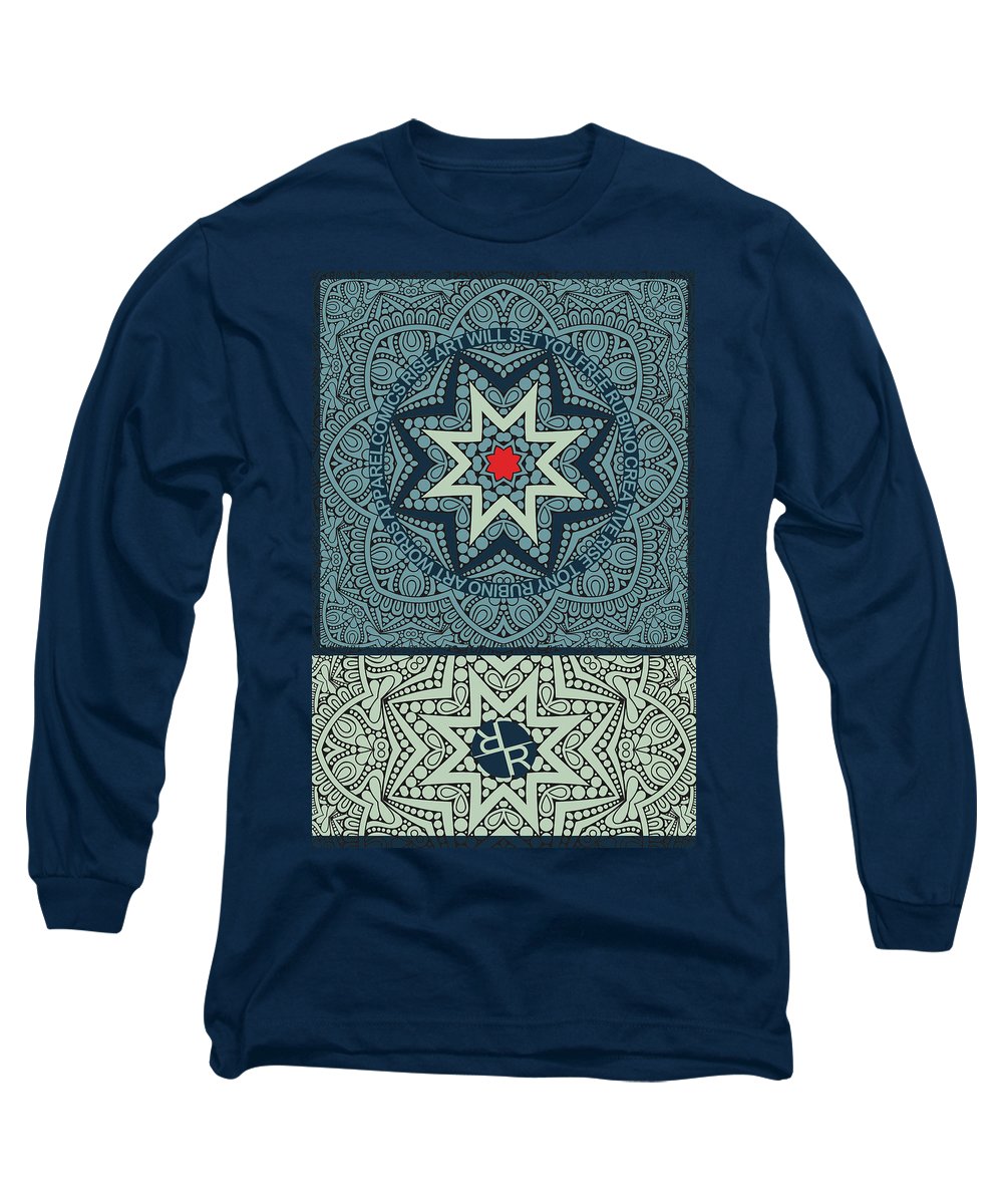 Rubino Outline Mandala - Long Sleeve T-Shirt Long Sleeve T-Shirt Pixels Navy Small 