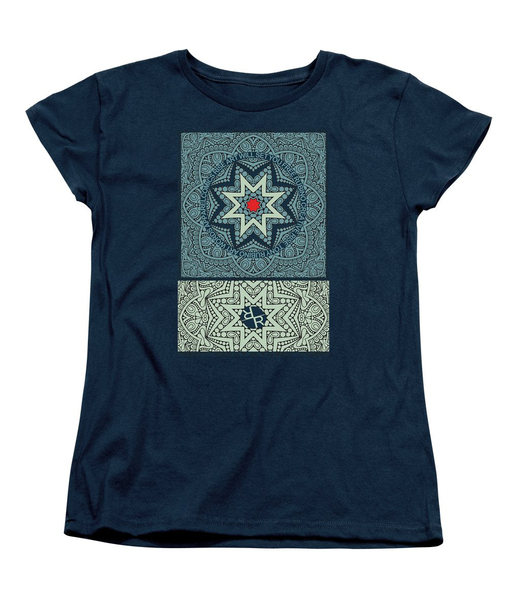 Rubino Outline Mandala - Women's T-Shirt (Standard Fit) Women's T-Shirt (Standard Fit) Pixels Navy Small 