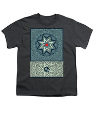 Rubino Outline Mandala - Youth T-Shirt Youth T-Shirt Pixels Charcoal Small 