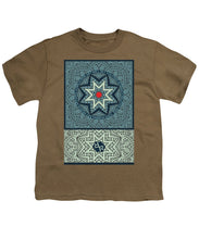 Rubino Outline Mandala - Youth T-Shirt Youth T-Shirt Pixels Safari Green Small 