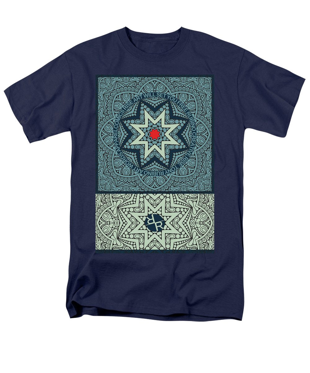 Rubino Outline Mandala - Men's T-Shirt  (Regular Fit) Men's T-Shirt (Regular Fit) Pixels Navy Small 