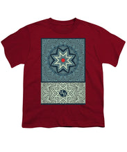 Rubino Outline Mandala - Youth T-Shirt Youth T-Shirt Pixels Cardinal Small 