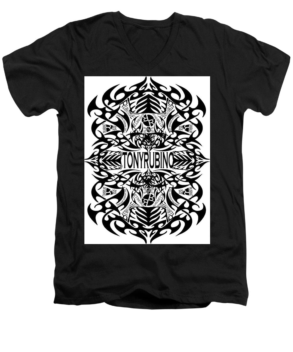 Rubino Propaganda Tattoo - Men's V-Neck T-Shirt Men's V-Neck T-Shirt Pixels Black Small 