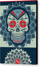 Rubino Rise Skull Reb Blue - Canvas Print Canvas Print Pixels 6.625" x 10.000" Black Glossy