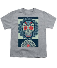 Rubino Rise Skull Reb Blue - Youth T-Shirt Youth T-Shirt Pixels Heather Small 