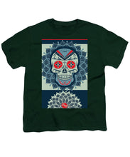 Rubino Rise Skull Reb Blue - Youth T-Shirt Youth T-Shirt Pixels Hunter Green Small 
