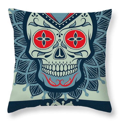 Rubino Rise Skull Reb Blue - Throw Pillow Throw Pillow Pixels 14