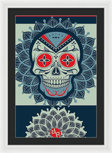 Rubino Rise Skull Reb Blue - Framed Print Framed Print Pixels 20.000" x 30.000" White Black