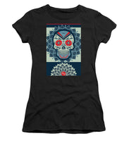 Rubino Rise Skull Reb Blue - Women's T-Shirt (Athletic Fit) Women's T-Shirt (Athletic Fit) Pixels Black Small 