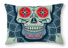 Rubino Rise Skull Reb Blue - Throw Pillow Throw Pillow Pixels 20" x 14" No 