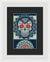 Rubino Rise Skull Reb Blue - Framed Print Framed Print Pixels 6.625" x 10.000" White Black