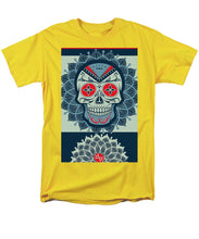 Rubino Rise Skull Reb Blue - Men's T-Shirt  (Regular Fit) Men's T-Shirt (Regular Fit) Pixels Yellow Small 