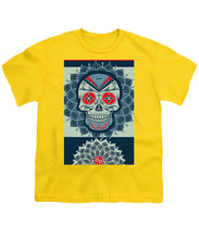 Rubino Rise Skull Reb Blue - Youth T-Shirt Youth T-Shirt Pixels Yellow Small 