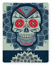 Rubino Rise Skull Reb Blue - Blanket Blanket Pixels 60" x 80" Sherpa Fleece 