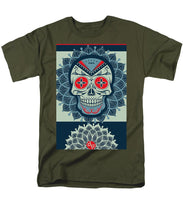 Rubino Rise Skull Reb Blue - Men's T-Shirt  (Regular Fit) Men's T-Shirt (Regular Fit) Pixels Military Green Small 